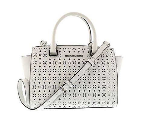 michael kors selma medium leather satchel|michael kors white manhattan bag.